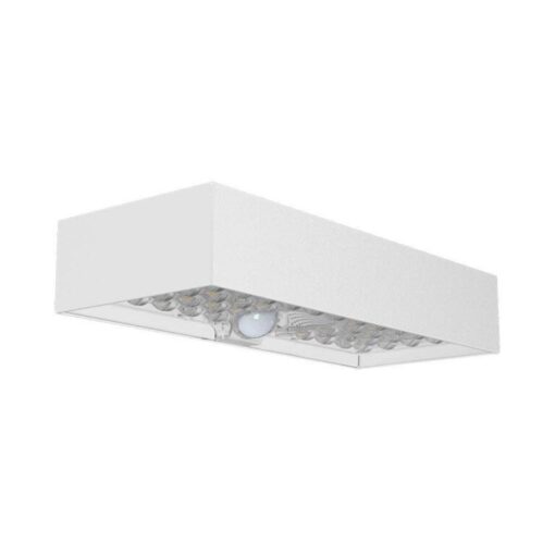 LED ηλιακό φωτιστικό επιτοίχιο 6W θερμό λευκό 4000K με λευκό σώμα και ανιχνευτή V-TAC – 10308