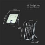 LED Ηλιακός Προβολέας Sensor 30W Ψυχρό Λευκό 6400K με Μαύρο Σώμα και Χειριστήριο V-TAC 10311