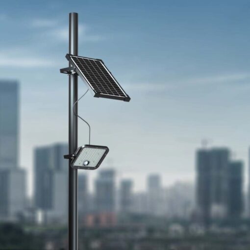 LED ηλιακός προβολέας sensor 30W ψυχρό λευκό 6400K με μαύρο σώμα και χειριστήριο LiFe PO4 V-TAC – 10311