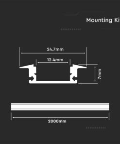 Χωνευτό Προφίλ Αλουμινίου για Ταινίες Led 2000×24.7x7mm V-TAC – 10320