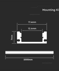 Προφίλ Αλουμινίου με Γαλακτερό Καπάκι 2m V-TAC για ταινία LED – 10321