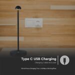 Φωτιστικό Γραφείου LED 1.6W Eπαναφορτιζόμενο Mαύρο Χρώματος Dimmable V-TAC – 10328