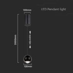 LED κρεμαστό φωτιστικό οροφής σφαίρα 6W 3000K θερμό λευκό με μαύρο σώμα V-TAC – 10341