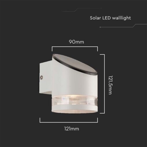 Επιτοίχιο Φωτιστικό LED 1W 3000K Ηλιακό IP54 Λευκού Χρώματος V-TAC – 10395