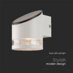 Επιτοίχιο Φωτιστικό LED 1W 3000K Ηλιακό IP54 Λευκού Χρώματος V-TAC – 10395