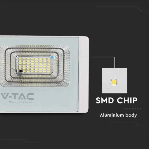 LED Ηλιακός Προβολέας 12W Λευκός V-TAC IP65 550lm Ψυχρό Λευκό 6400K – 10405