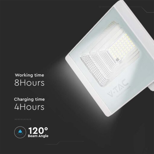 LED Ηλιακός Προβολέας 12W Λευκός V-TAC IP65 550lm Ψυχρό Λευκό 6400K – 10405