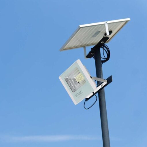 LED ηλιακός προβολέας 40W φυσικό λευκό 4000K με λευκό σώμα V-TAC – 10413