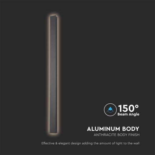 Aπλίκα Τοίχου LED 10W 3000K Ανθρακί Χρώματος IP65  V-TAC – 10429