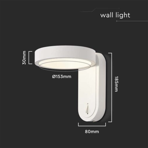 Επιτοίχιο φωτιστικό κομοδίνου LED 3W 3000K Μαύρου Χρώματος IP65 Περιστρεφόμενο V-TAC – 10447