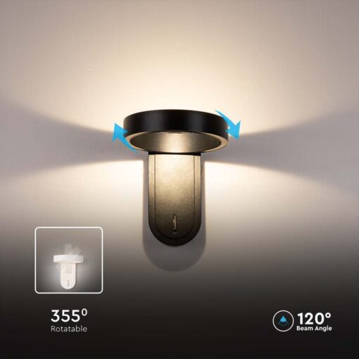 Επιτοίχιο φωτιστικό κομοδίνου LED 3W 3000K Μαύρου Χρώματος Περιστρεφόμενο V-TAC – 10448