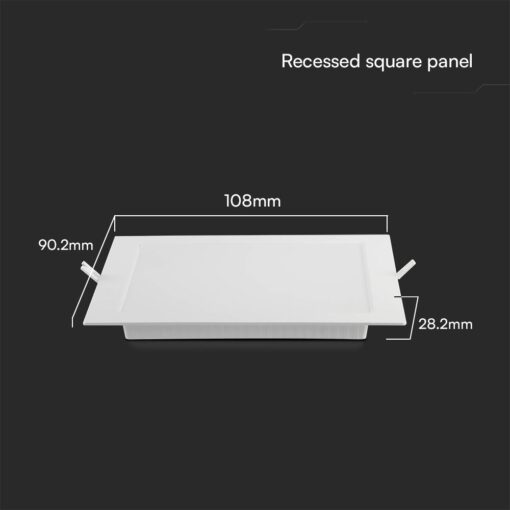 3W LED Panel V-TAC SAMSUNG Chip Χωνευτό Τετράγωνο 9x9cm 330lm 3000K V-TAC – 104771