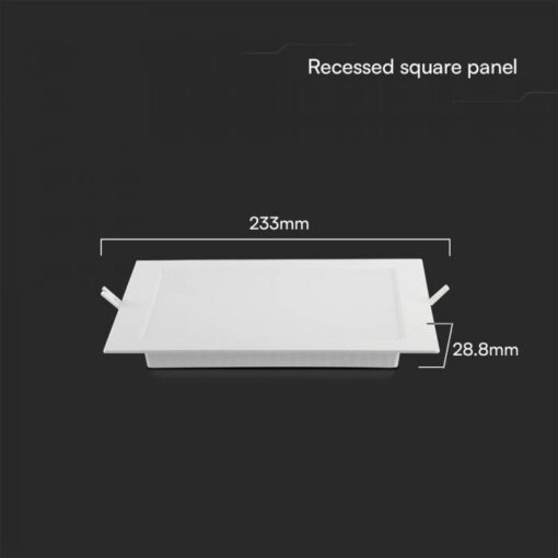 18W LED SAMSUNG Chip Panel Τετράγωνο Χωνευτό 1850lm 3000K VTAC – 104861
