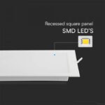 18W LED SAMSUNG Chip Panel Τετράγωνο Χωνευτό 1850lm 3000K VTAC – 104861