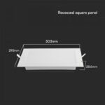 24W LED SAMSUNG Chip Panel Τετράγωνο 30x30cm Χωνευτό 2500lm Θερμό 3000K VTAC – 104891