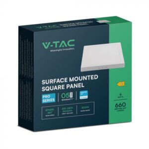 6W LED SAMSUNG Chip Panel Τετράγωνο 12x12cm Επιφανειακό 660lm Θερμό 3000K VTAC – 104921