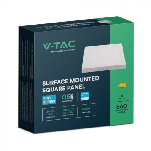 6W LED SAMSUNG Chip Panel Τετράγωνο 12x12cm Επιφανειακό 660lm 6400K VTAC – 104941