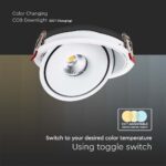 Φωτιστικό Oροφής Xωνευτό  COB 12W 3 σε 1 CCT Λευκού Χρώματος V-TAC – 10579