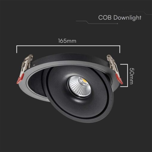 Φωτιστικό Oροφής Xωνευτό COB 20W 3 σε 1 CCT Μαύρου Χρώματος V-TAC – 10580