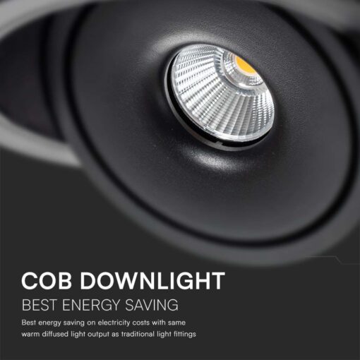 Φωτιστικό Oροφής Xωνευτό COB 20W 3 σε 1 CCT Μαύρου Χρώματος V-TAC – 10580