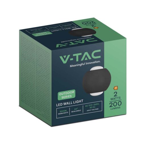 Απλίκα Up-Down LED 2W 3000K Μαύρου Χρώματος V-TAC – 10584