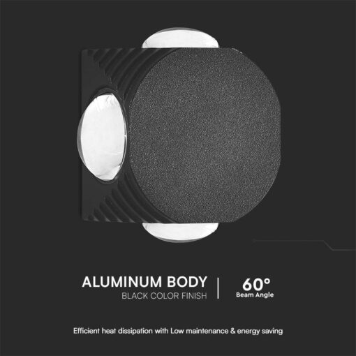 Απλίκα LED 4W 4000K Μαύρου Χρώματος V-TAC – 10590