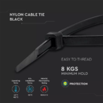 Δεματικό καλωδίων – tie wrap, 2.5 x 100mm σε μαύρο χρώμα,  συσκευασία 100 τεμαχίων V-TAC – 11160