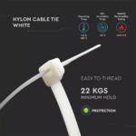 Δεματικό καλωδίων – tie wrap, 4.5 x 150mm σε λευκό χρώμα, συσκευασία 100 τεμαχίων V-TAC – 11171