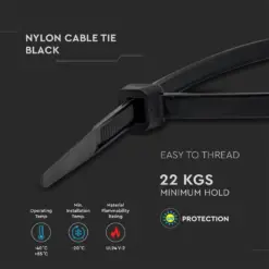 Δεματικό καλωδίων – tie wrap, 4.5 x 300mm σε μαύρο χρώμα,  συσκευασία 100 τεμαχίων V-TAC – 11174