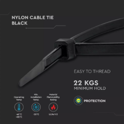 Δεματικό καλωδίων – tie wrap, 4.5 x 350mm σε μαύρο χρώμα,  συσκευασία 100 τεμαχίων V-TAC – 11176