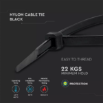 Δεματικό καλωδίων – tie wrap, 4.8 x 200mm σε μαύρο χρώμα,  συσκευασία 100 τεμαχίων V-TAC – 11177