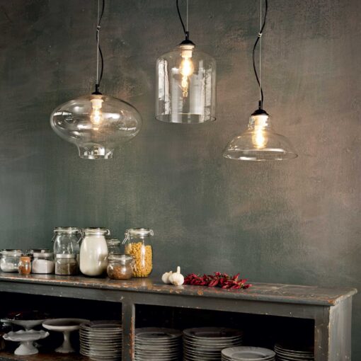 IDEAL LUX Κρεμαστό Φωτιστικό BISTRO 1xE27 Διάφανο Γυαλί – 112336