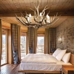 IDEAL LUX Κρεμαστό Φωτιστικό Οροφής CHALET 8xE14 Χρώμα Ξύλου – 115504