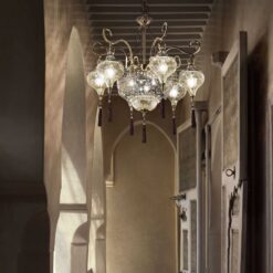 IDEAL LUX Κρεμαστό Φωτιστικό HAREM 9xE27 Χρυσού Χρώματος – 116006
