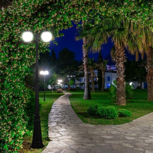 Επιδαπέδιο αδιάβροχο φωτιστικό κολώνα 2xE27 με μαύρο και opal σώμα V-TAC – 11828