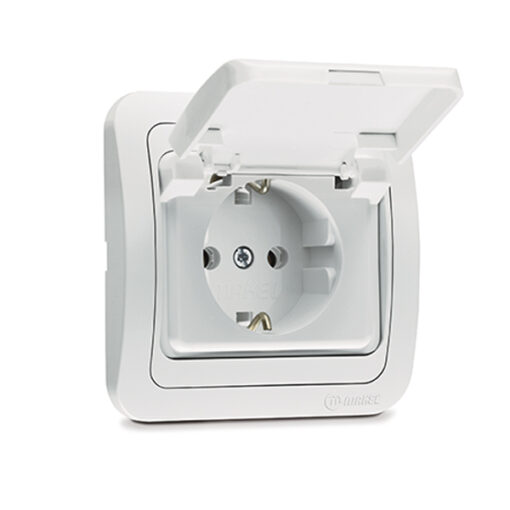 Πρίζα Σούκο Με Καπάκι Λευκή Makel Mimoza – 12029