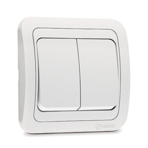 Διακόπτης Διπλός Κομμυτατέρ Λευκός Makel Mimoza – 12103