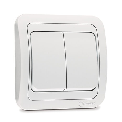 Διακόπτης Διπλός Κομμυτατέρ Λευκός Makel Mimoza – 12103