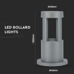 LED Επιδαπέδιο Φωτιστικό 10W V-TAC 25cm Αδιάβροχο IP65 Γκρι Αλουμίνιο Θερμό Λευκό 3000K – 128319