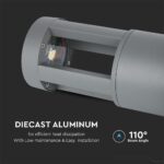 LED Επιδαπέδιο Φωτιστικό 10W V-TAC 25cm Αδιάβροχο IP65 Γκρι Αλουμίνιο Θερμό Λευκό 3000K – 128319
