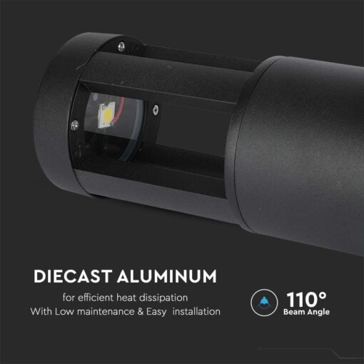 LED Επιδαπέδιο Φωτιστικό 10W V-TAC 25cm Αδιάβροχο IP65 Μαύρο Αλουμίνιο Φυσικό Λευκό 4000K – 128323