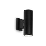IDEAL LUX Απλίκα Τοίχου BASE 2xGU10 IP44 Μαύρου Χρώματος – 129433