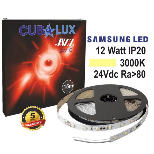 LED Ταινία 12W 24V CUBALUX Dimmable 1224lm/m Θερμό Λευκό 3000K 15 Μέτρα – CL13-0825