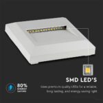 Επιτοίχιο Φωτιστικό LED για Σκαλοπάτια 2W V-TAC Λευκό Τετράγωνο Αδιάβροχο IP65 Φυσικό Λευκό 4000K – 1320