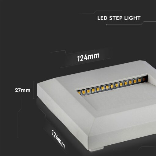 Επιτοίχιο Φωτιστικό LED για Σκαλοπάτια 2W V-TAC Λευκό Τετράγωνο Αδιάβροχο IP65 Φυσικό Λευκό 4000K – 1320