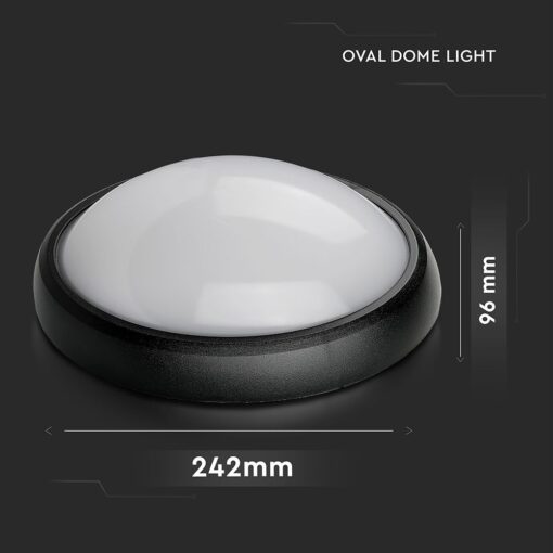 LED Φωτιστικό Πλαφονιέρα 12W V-TAC Οβάλ Μαύρο Αδιάβροχο IP65 Θερμό Λευκό 3000Κ – 1350