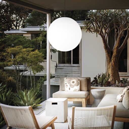 IDEAL LUX Κρεμαστό Φωτιστικό Βεράντας SOLE 1xE27 IP44 Λευκού Χρώματος – 135991