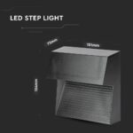 Επιτοίχιο Φωτιστικό LED για Σκαλοπάτια 3W V-TAC Μαύρο Τετράγωνο Αδιάβροχο IP65 Θερμό Λευκό 3000K – 1398
