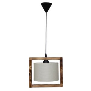 HKF-01 1/L WOOD ΛΕΥΚΟ/ΚΡΕΜ-ΚΑΜΕΝΟ ΚΡΕΜΑΣΤΟ Ε/27 ΞΥΛΟ-ΑΜΠΑΖΟΥΡ Heronia – 14-0216