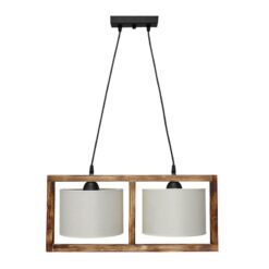 HKF-01 2L WOOD ΛΕΥΚΟ/ΚΡΕΜ-ΚΑΜΕΝΟ ΚΡΕΜΑΣΤΟ Ε/27 ΞΥΛΟ-ΑΜΠΑΖΟΥΡ Heronia – 14-0222
